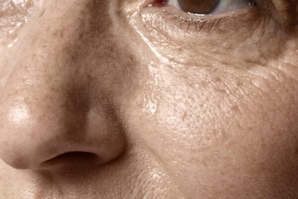 Enlarged facial pores and uneven skin texture
